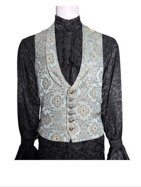 SHRINE MONTE CRISTO GREEN BROCADE ARISTOCRAT VICTORIAN VAMPIRE VINTAGE VEST XL